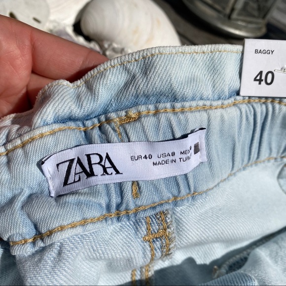 🐚 ZARA LIGHT DISTRESSED WASHED BAGGY JEANS! - Picture 7 of 16